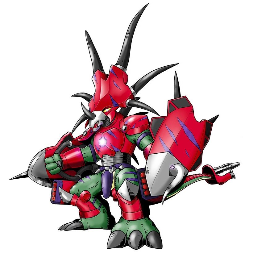 lyrus_pm's tweet photo. The intense red is making it hard for me to like Triceramon going into it as an alt line... But I'm just gonna use this for a funny future Betamon line lololol https://t.co/gCyo1YNSzc