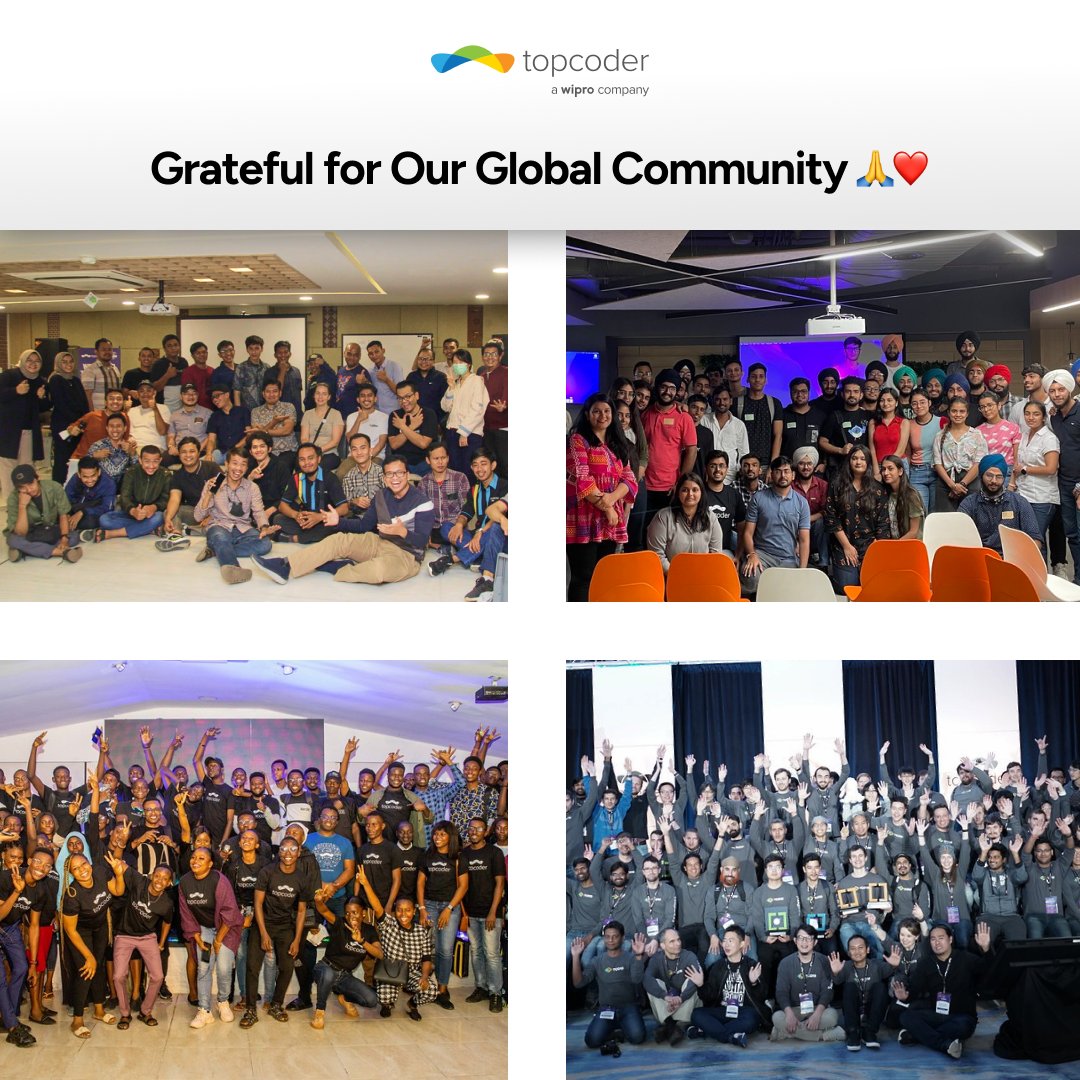 Topcoder's tweet image. To our global Topcoder community - thank you!

Your passion, creativity, and dedication keep this space alive. Whether you&apos;re competing, learning, or helping others grow, we appreciate you.🌍🙏❤️

#topcoder #community #thankyou #Thanksgiving