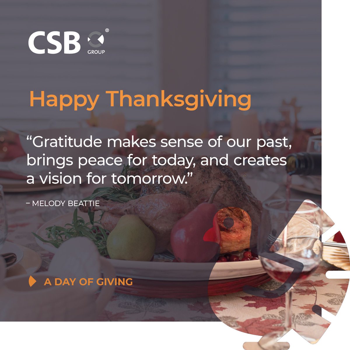 CSBGroup's tweet image. Wishing our American friends, clients, and associates a warm and joyful Happy Thanksgiving! 🇺🇸

Today, we express our sincere appreciation for the trust placed in us and for our team, whose commitment continues to drive our success. 🍂💛

#Thanksgiving #Thankful #CSBGroup