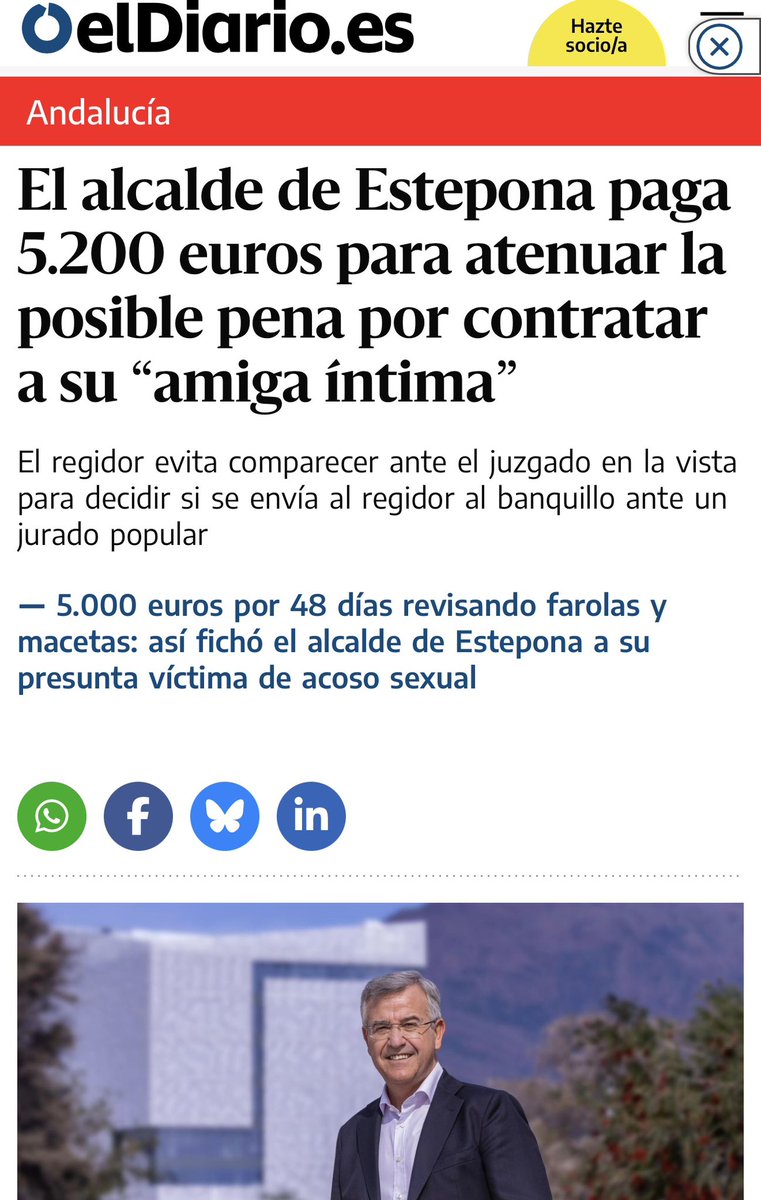 Eldiario.es: “El alcalde de Estepona paga 5.200 euros para atenuar la posible pena por contratar a su “amiga íntima”

Más Info: eldiario.es/andalucia/mala…