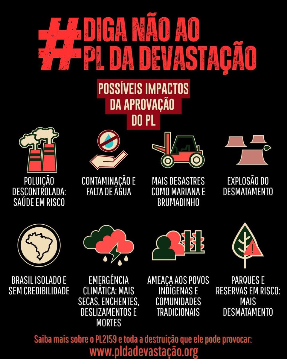 PL DA DEVASTAÇÃO NÃO!
Não podemos aceitar mais esse projeto de morte que transita no Congresso.