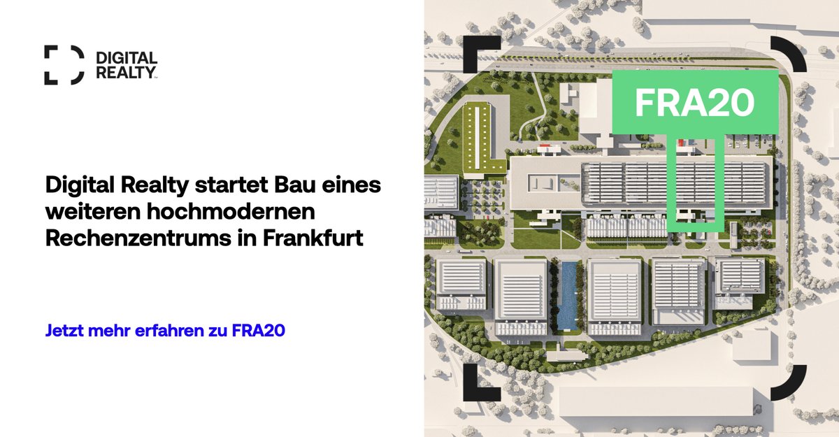 digitalrealtyDE's tweet image. Digital Realty beginnt mit dem Bau des neuen hochmodernen Rechenzentrums FRA20 in Frankfurt. Es ist Teil des Digital Parks Fechenheim, der nach Fertigstellung insgesamt elf Rechenzentren mit einer gemeinsamen IT-Kapazität von 200 MW umfassen wird.
 
okt.to/ypkQRq