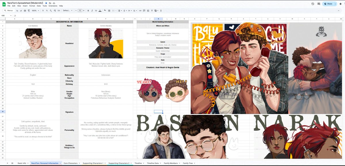 ocsbase2's tweet image. setelah 3 tahun wacana akhirnya bikin spreadsheet oc! karena semua berbayar wkakak (cheap oc parent moment) 🤣