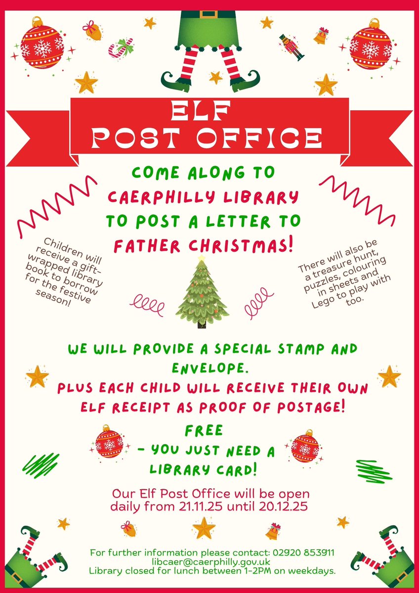 CaerphillyLib's tweet image. Elf Post Office at Caerphilly Library!!!
#LettersToSanta
#LibraryFun #LoveLibraries