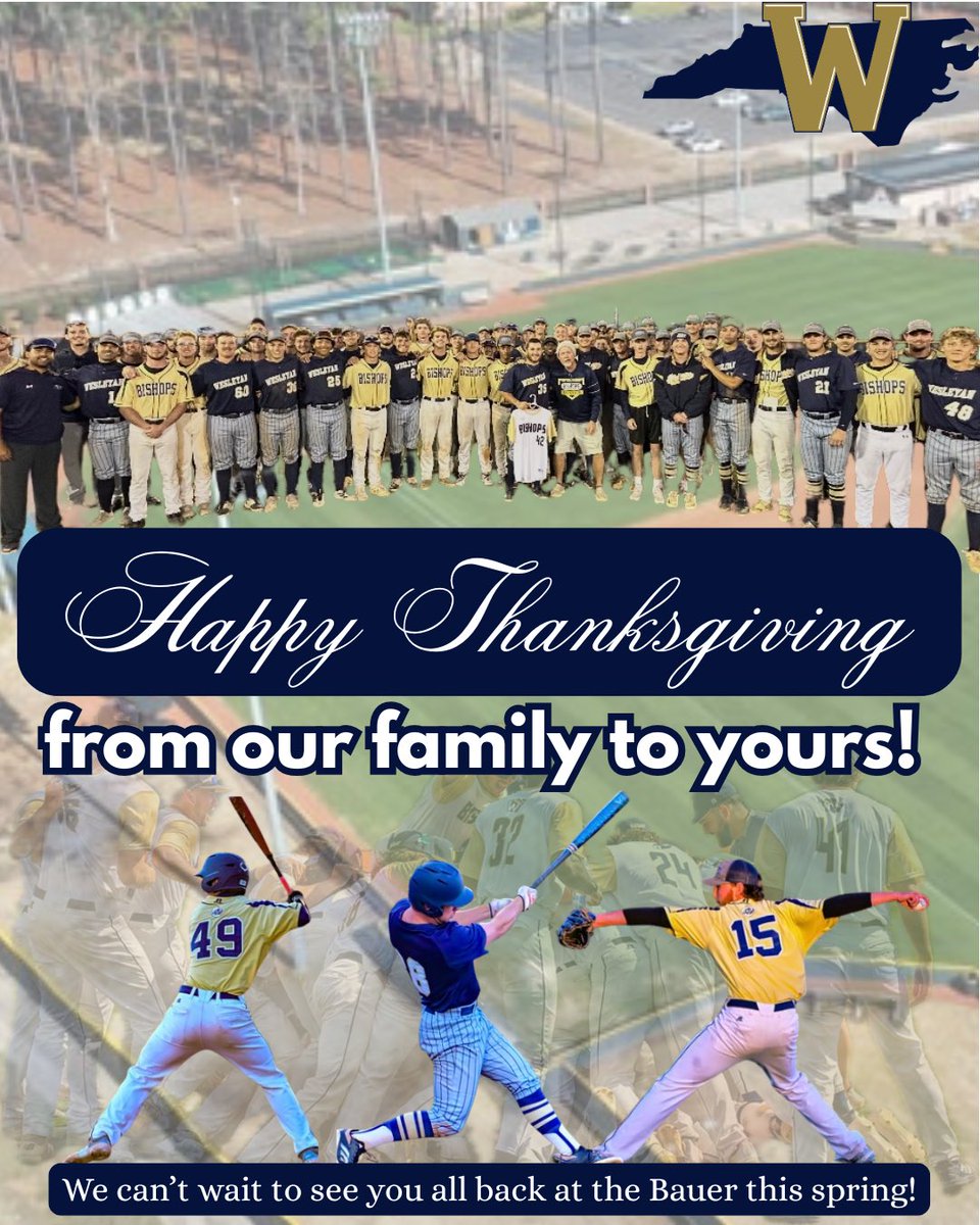 NCWUBaseball's tweet photo. Happy Thanksgiving from the Wesleyan family! https://t.co/VFLXbtDQHD