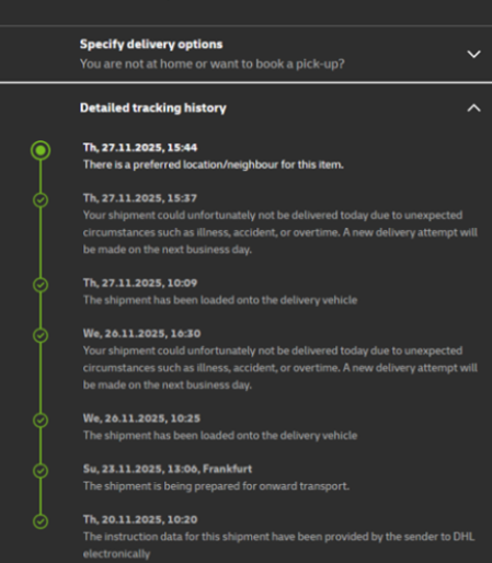 Pierogi_pl's tweet photo. @DHLPaket Driver is faking delivery attempts in Neuwied. 2 days in a row. Unacceptable https://t.co/eXct7GNZCI