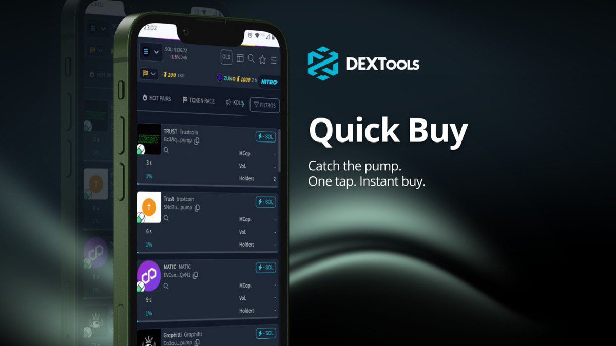 DEXToolsApp's tweet image. Quick Buy is now live on DEXTools! 🔥

Don’t miss the moonshot and catch the next runner before it trends on social media. 📈