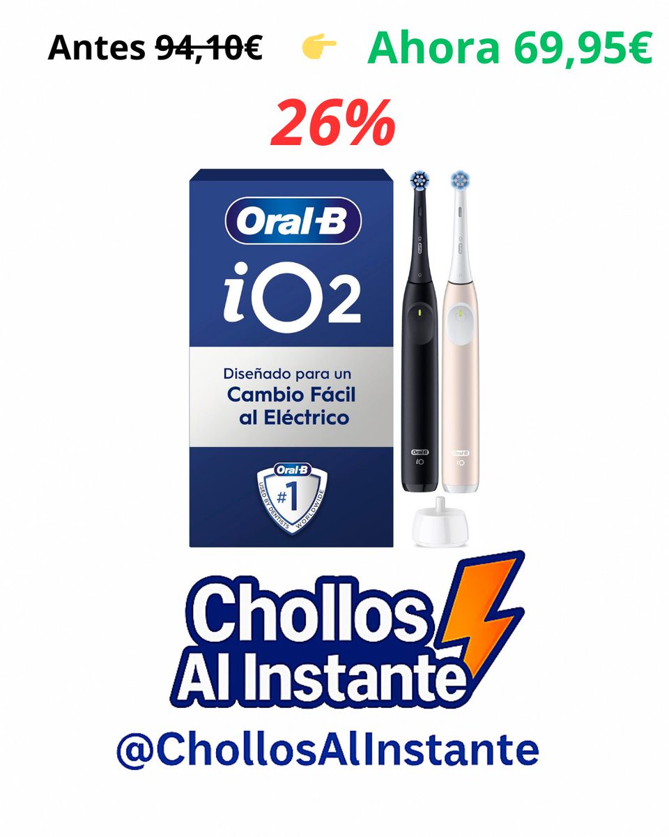 ChollosInstant's tweet photo. 🪥 Oral-B iO Pack 2 – 26% OFF
94,10€ → 69,95€
👉 https://t.co/CMSw9CyHpj
#OralB #CepilloEléctrico #SaludDental #Chollos #Amazon #Deals #Ofertas #Braun #Familia https://t.co/FFHMUIKitC