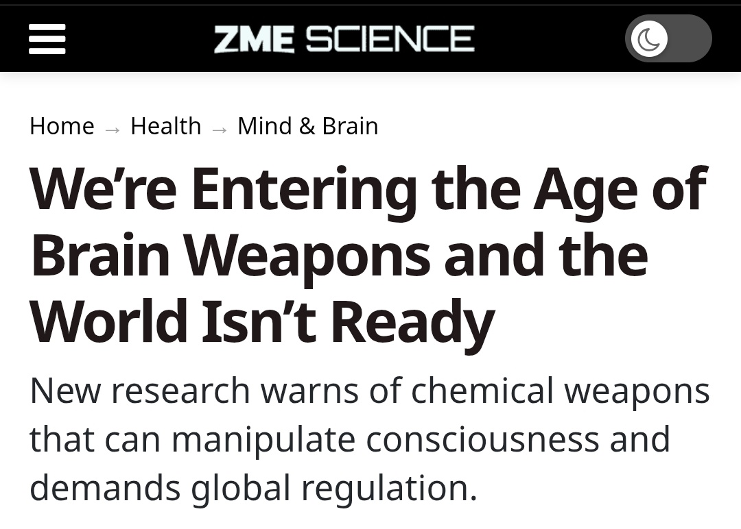 real_IIB's tweet image. We’re Entering the Age of Brain Weapons and the World Isn’t Ready
#mkultra #mindcontrol #psyop #war

zmescience.com/medicine/mind-…