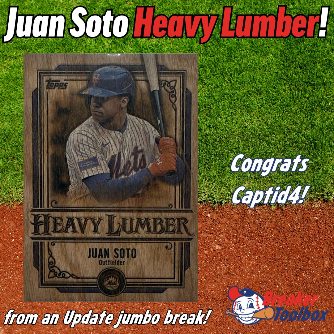 BreakerToolbox's tweet image. Juan Soto Heavy Lumber from a Topps Update jumbo break! Congrats Captid4!

#cardbreaks #topps #baseballcards #toppsprodebut #sportscards