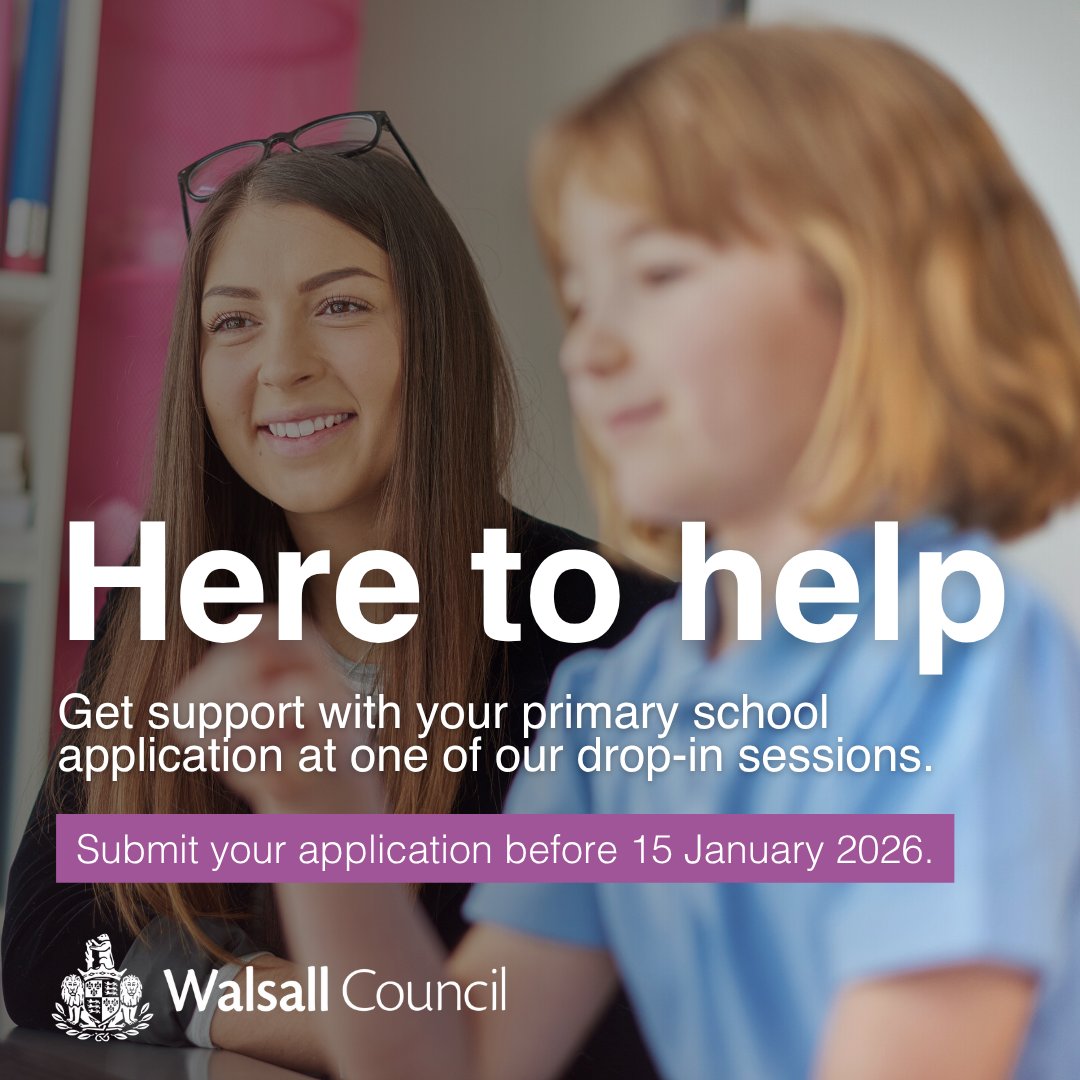 📢 If your child was born between 1 September 2021 and 31 August 2022, you can now apply for a primary school place for September 2026.

Apply now: 🔗go.walsall.gov.uk/schools-and-le…

1/2 ⬇️ <a href="/WRight4Children/">Walsall Right 4 Children</a>