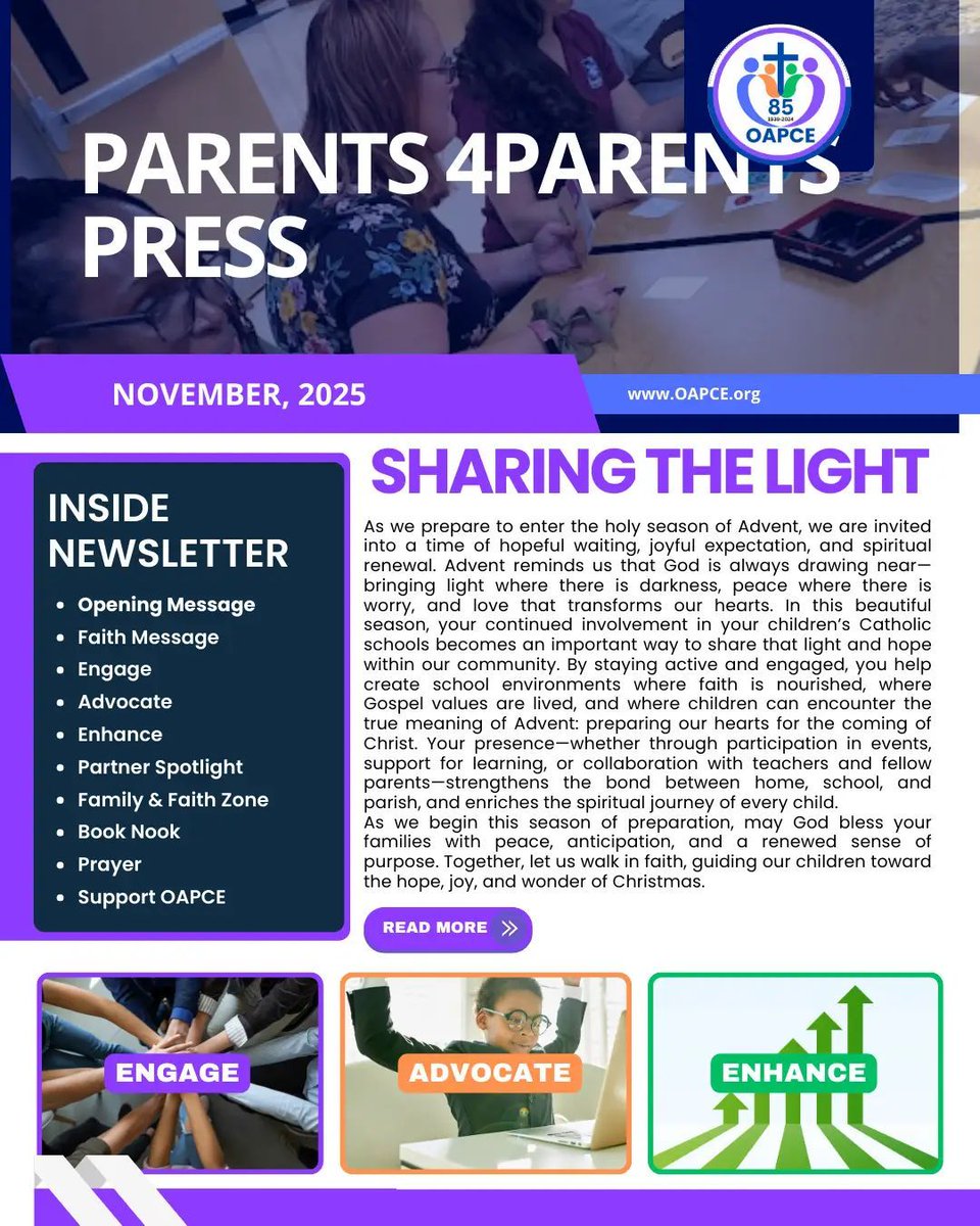 🍂 The OAPCE November Newsletter is here! 💜

As we journey through this season of faith and gratitude, let’s stay connected and continue strengthening Catholic education across Ontario.

👉 Read it here: oapce.org/wp-content/upl…

#OAPCE #ParentEngagement #FaithInAction #OAPCE87