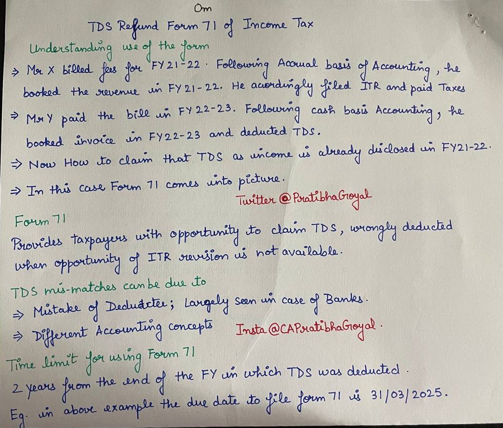 carajendra89's tweet image. Want to claim unclaimed TDS? ITR filing time over? Form 71 might help you!

Thanks to @PratibhaGoyal