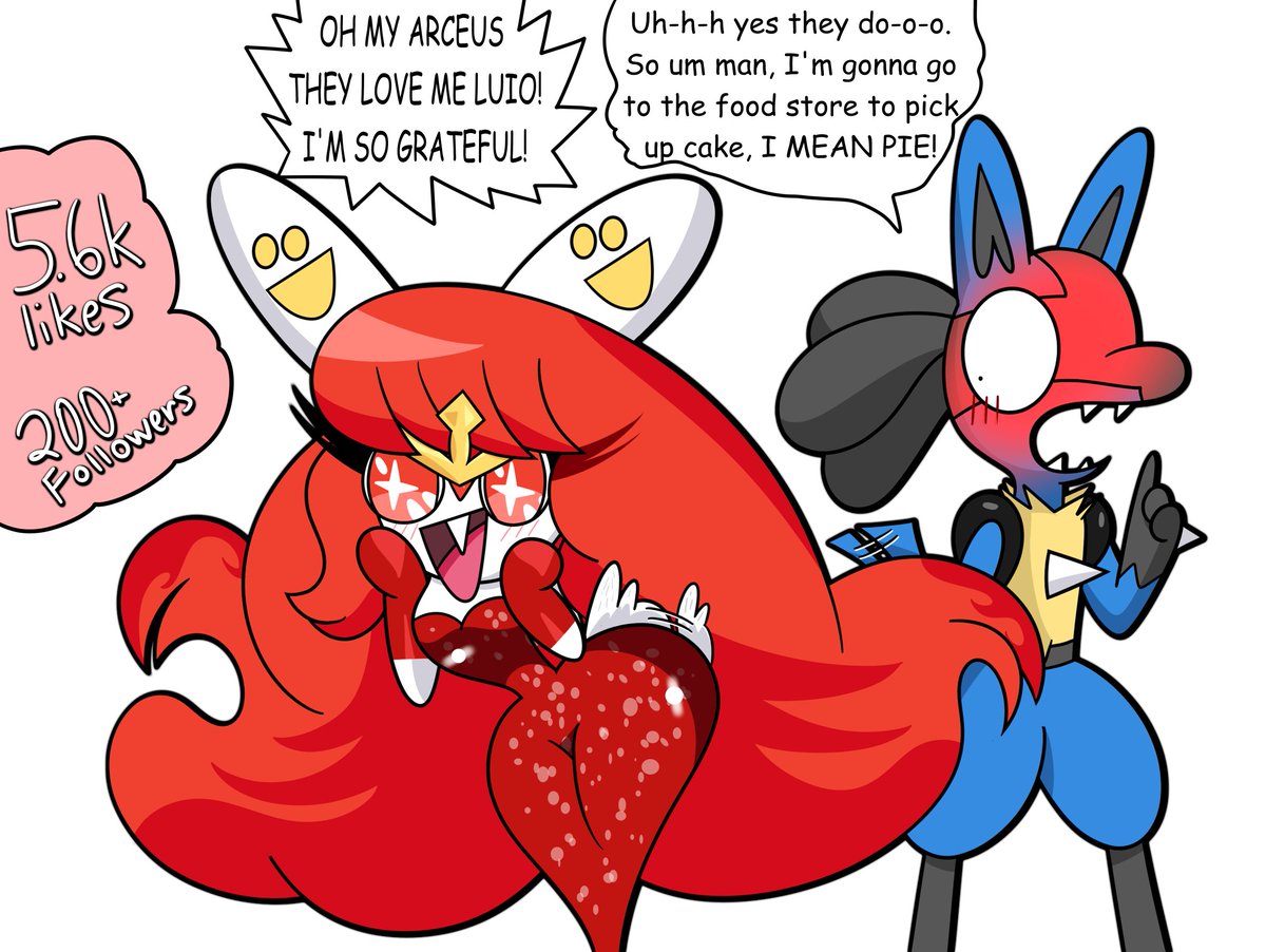 StrikertailCs's tweet image. OMG Thank you all so much!!! I'm glad ya'll love fabulous red gown cinderace! Here's cinderace celebrating! #cinderace #lucario #pokemon