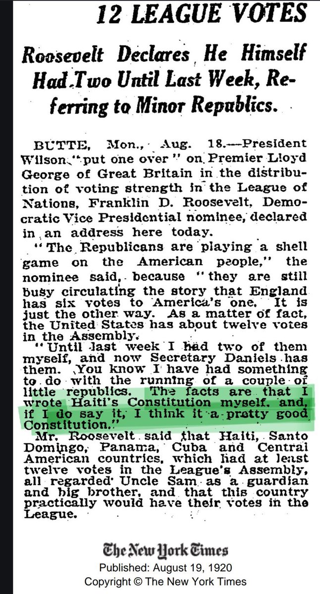 xspotsdamark's tweet photo. Because the US attacked Haiti 19 different times, invaded Haiti twice, occupied Haiti for 2 decades, stole Haiti’s entire gold reserves, rewrote Haiti’s constitution, installed a brutal dictatorship in Haiti, Kidnapped &amp; exiled Haiti’s president, etc... You break it, you own it https://t.co/clIj8Imj1e