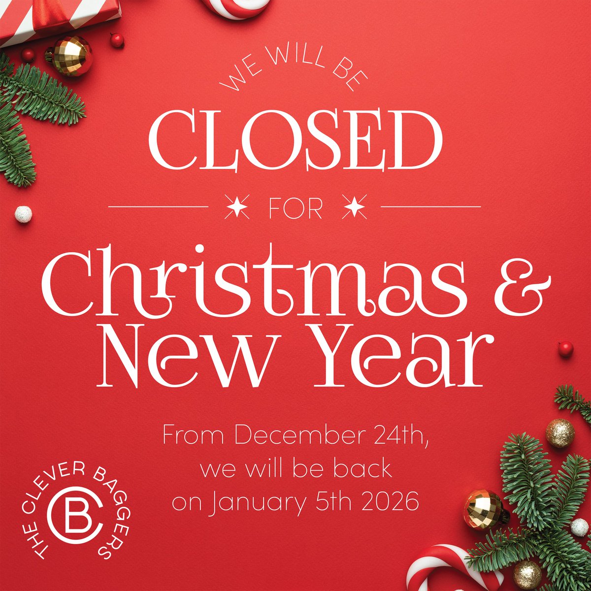 We are officially finished for the year.
Thank you all for your orders, we really appreciate every single one.
See you in 2026,
The Clever Baggers