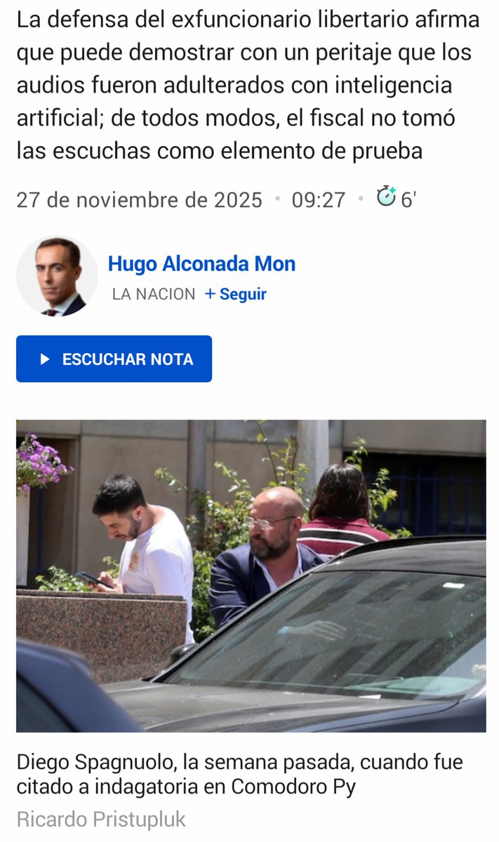 luis_stagram's tweet image. Causa #Andis: @dspagnuolo_ok afirma que los audios que circularon con su voz registran 15 cortes, 5 interposiciones generadas con IA, combinaciones con escuchas ilegales y el añadido de “ruido ambiente” para que pareciera que lo grabaron en un restaurante o café.

Spagnuolo busca…