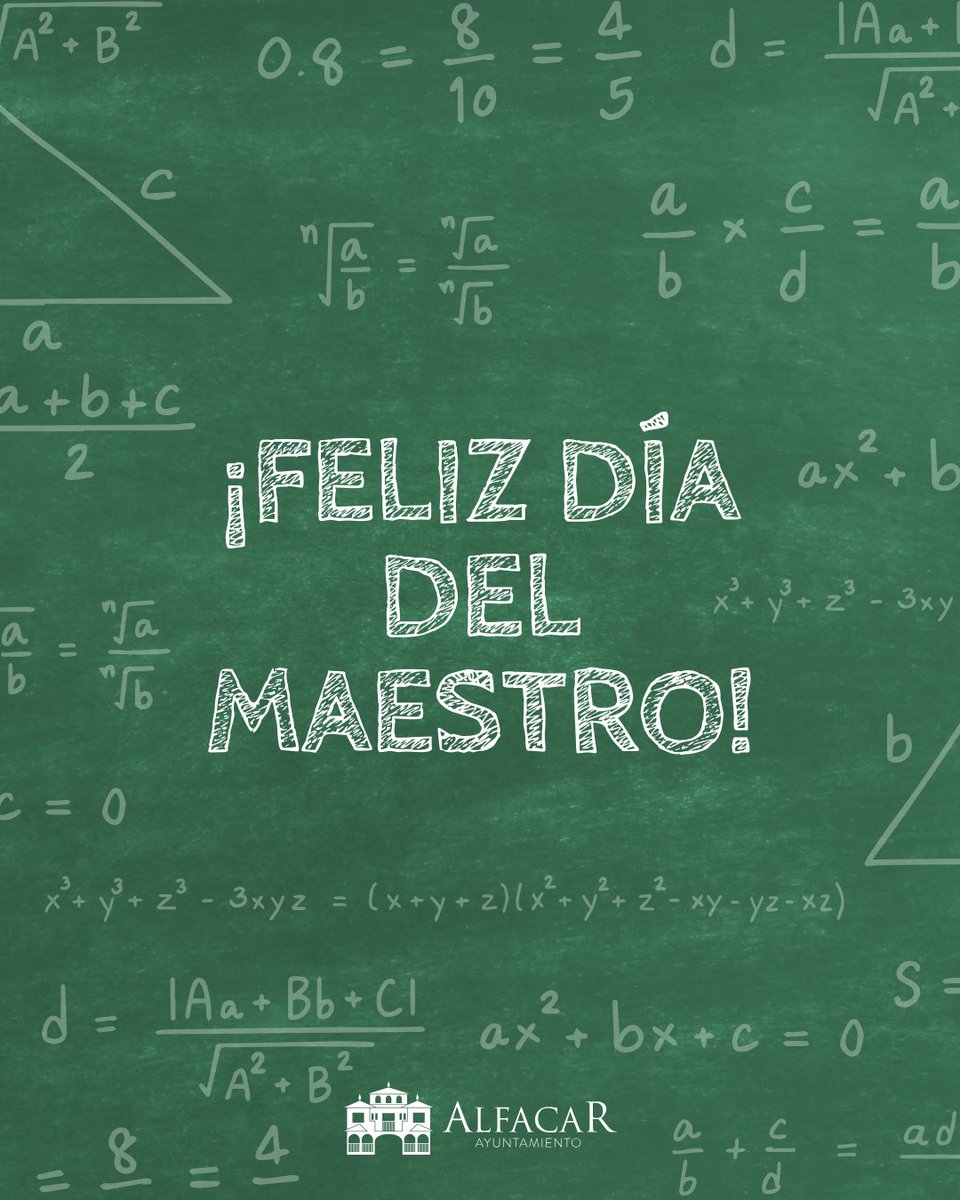 Hoy celebramos el Día del Maestro, reconociendo la labor de toda la comunidad educativa de Alfacar y felicitando a todos los alfacareños y alfacareñas que dedican su vida a enseñar. 

Gracias por construir futuro