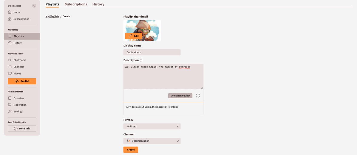 joinpeertube's tweet image. Like most video services, #PeerTube lets you organize your favorite videos into playlists.

These playlists can be public, private, or unlisted!

👉 docs.joinpeertube.org/use/library#pl…

#PeerTubeTipOfTheWeek
