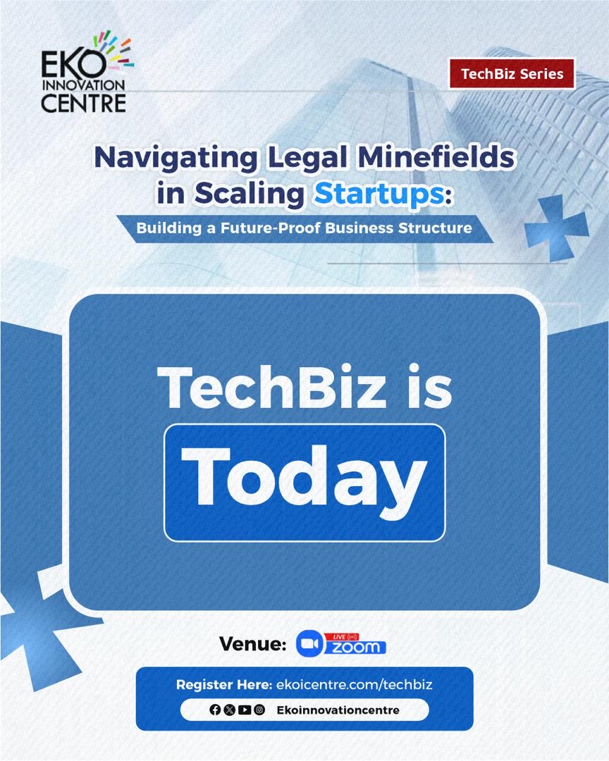 vgafolabi's tweet image. TechBiz Webinar Is Happening Today!

Don’t miss the 121st edition of the TechBiz Webinar Series themed:
“Navigating Legal Minefields in Scaling Startups: Building a Future-Proof Business Structure.”

Featuring Karen Chukwu, Founder &amp;amp; Managing Partner, Katwig &amp;amp; Dale.