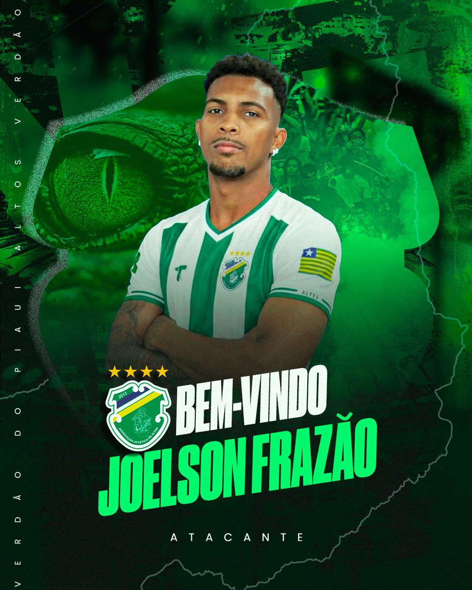 CONTRATADO! ✍🏻

O atacante Joelson Frazão, de 20 anos, reforça o sistema ofensivo do Altos na temporada de 2026. O jovem atacante estava no Primavera e tem passagens por Ferroviário e Sampaio Corrêa.

Seja bem-vindo!