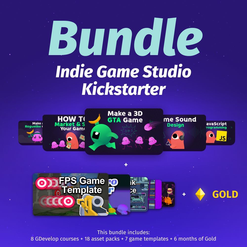 GDevelopApp's tweet image. 🔥 Get 75% OFF the Indie Game Studio Kickstarter Bundle! 🎮

⭐ 6 Month of Gold Subscription
🎓 8 Courses, 160h of material
🏬 18 Premium Asset Packs
🔨 7 Game Templates, Lifetime access

👉 Kickstart your #indie #gamedev journey today with #GDevelop:
editor.gdevelop.io/?initial-dialo…