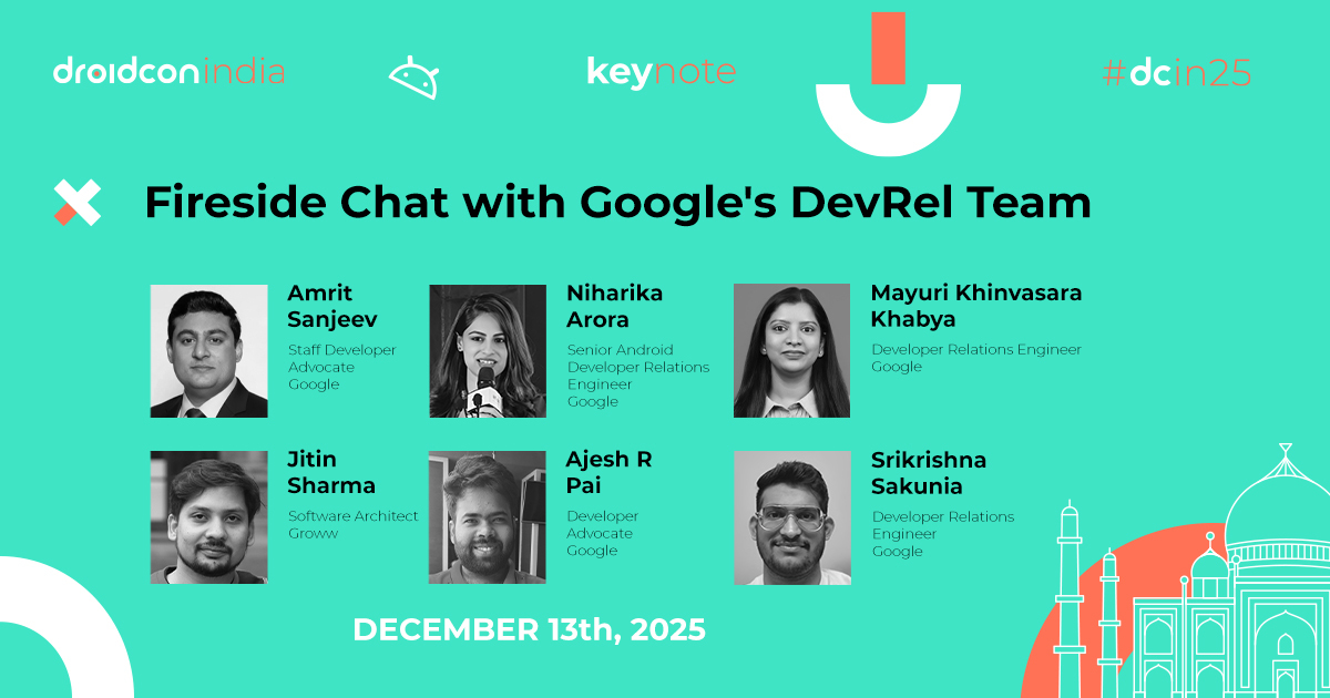 droidconIN's tweet image. 🚨#dcin25 Keynote Announcement!🚨

Hear real answers from Google’s Bangalore #DevRel team in a candid panel discussion led by @amsanjeev,  @_jitinsharma, @theDroidLady, @mayuri_k,  Ajesh R Pai &amp;amp; Srikrishna Sakunia. No scripts, just real answers. india.droidcon.com/speakers/mayur…