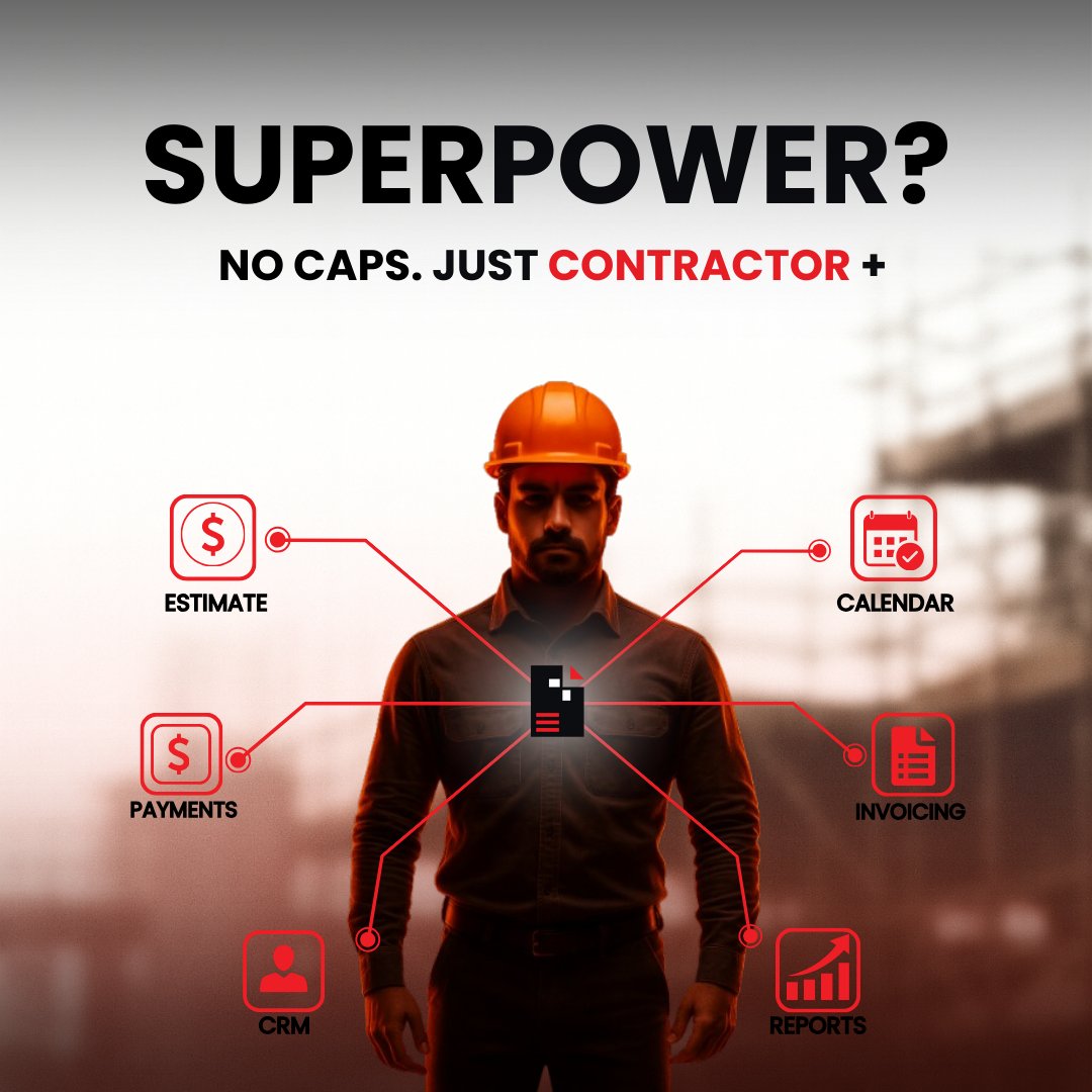 cplusapp's tweet image. Not all heroes wear capes 🦸‍♂️

Contractor+ gives contractors real power Estimates, Invoices, Calendar, CRM, Payments &amp;amp; Reports, all synced in one app.

Work smarter. Build faster. 🚀
#ContractorPlus #ConstructionTech #Contractors #FieldService #WorkSmarter