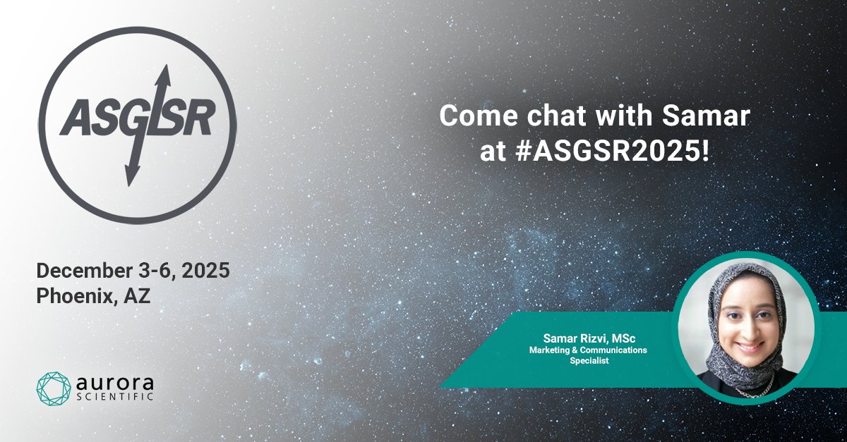 AuroraSci's tweet image. Aurora Scientific is headed to @ASGSRSpace #ASGSR2025 in Phoenix! Come by our table and chat with @_samarrizvi about your spaceflight research. Whether you’re exploring new avenues or looking for reliable tools, we’d love to learn how we can support your next discovery.