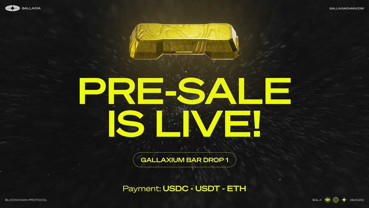 Gallaxia's tweet image. Pre-Sale Is Now Live.

First come, first serve.

Purchase $GLX to claim your Gallaxium Bar and become a co-owner of Gallaxia, the world’s first player-owned gaming and entertainment studio built on chain. 

Buy using crypto or card.

Pre-sale link: 
presale.gallaxiachain.com/presale/public