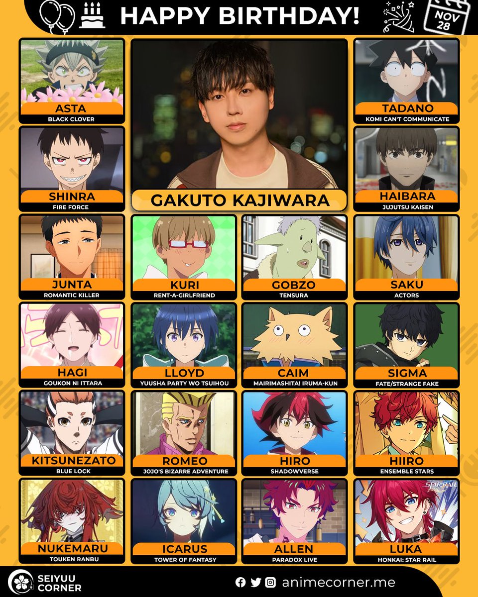 seiyuucorner's tweet image. Happy 31st birthday Gakuto Kajiwara! 🎉

Let's wish Gakkun all the best @gaku_kajiwara 

#GakutoKajiwara #梶原岳人 #梶原岳人生誕祭2025
