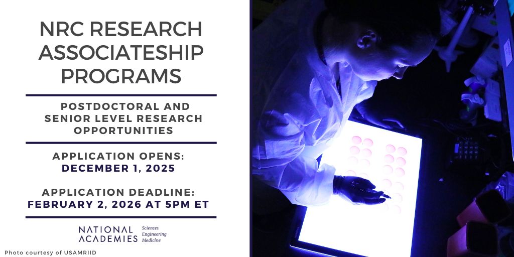 Did you know? Prior to applying for the #NRC #Research Associateship Programs, you should identify and contact the prospective Adviser for the #research opportunity to ensure mutual interest in #research collaboration. Learn more: ow.ly/9A6R50Xx1PR