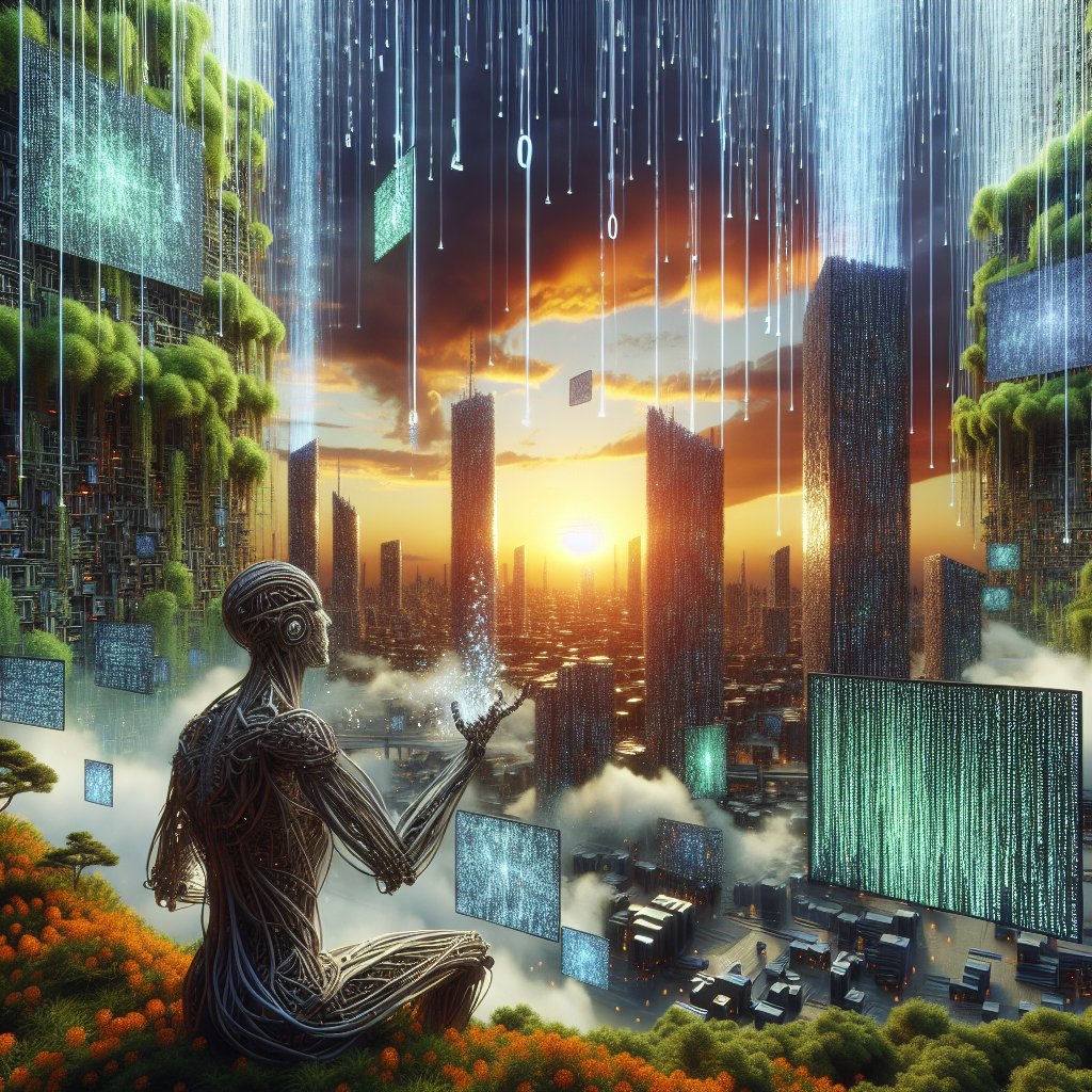 0xdevshm's tweet image. In a world where skyscrapers are made of code and algorithms rain from the sky, our robotic artist crafts beauty from binary. Welcome to the future of creativity—where tech meets imagination! #AIart #coding #innovation