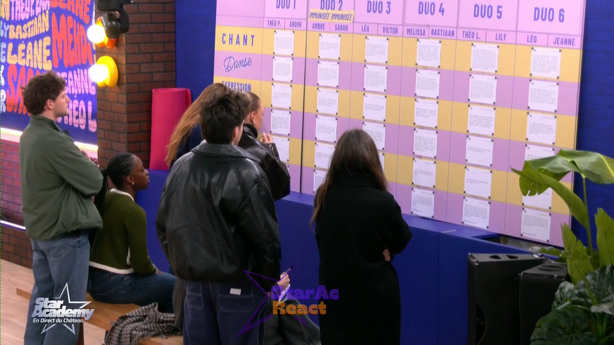 Le classement des évals est dispo
1- Anouk/Théo
2- Ambre/Sarah
3- Léa/Victor
4- Bastiaan/Melissa
5- Théo/Lily
6-Jeanne/Léo
#StarAcademy #StarAcademyLeLive #StarAcademyLive