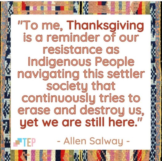 For many Indigenous people, today isn’t Thanksgiving — it’s ThanksTaking or the National Day of Mourning. The holiday’s roots are in genocide and colonial violence, not peace.

Honor truth. Listen to Native voices.
Read more → f.mtr.cool/zeebbimhmb