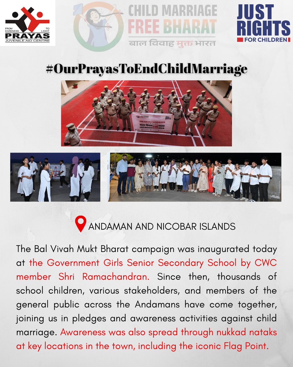 prayas_jac's tweet photo. A child’s right to education, health, and happiness comes first. Say no to child marriage and yes to a brighter future!
#OurPrayasToEndChildMarriage
@JustRightsIndia @Andaman_Admin @AndamanPolice @dmjammuofficial @bidhan_campaign @MinistryWCD @India_NHRC https://t.co/q4DjXYIwnm