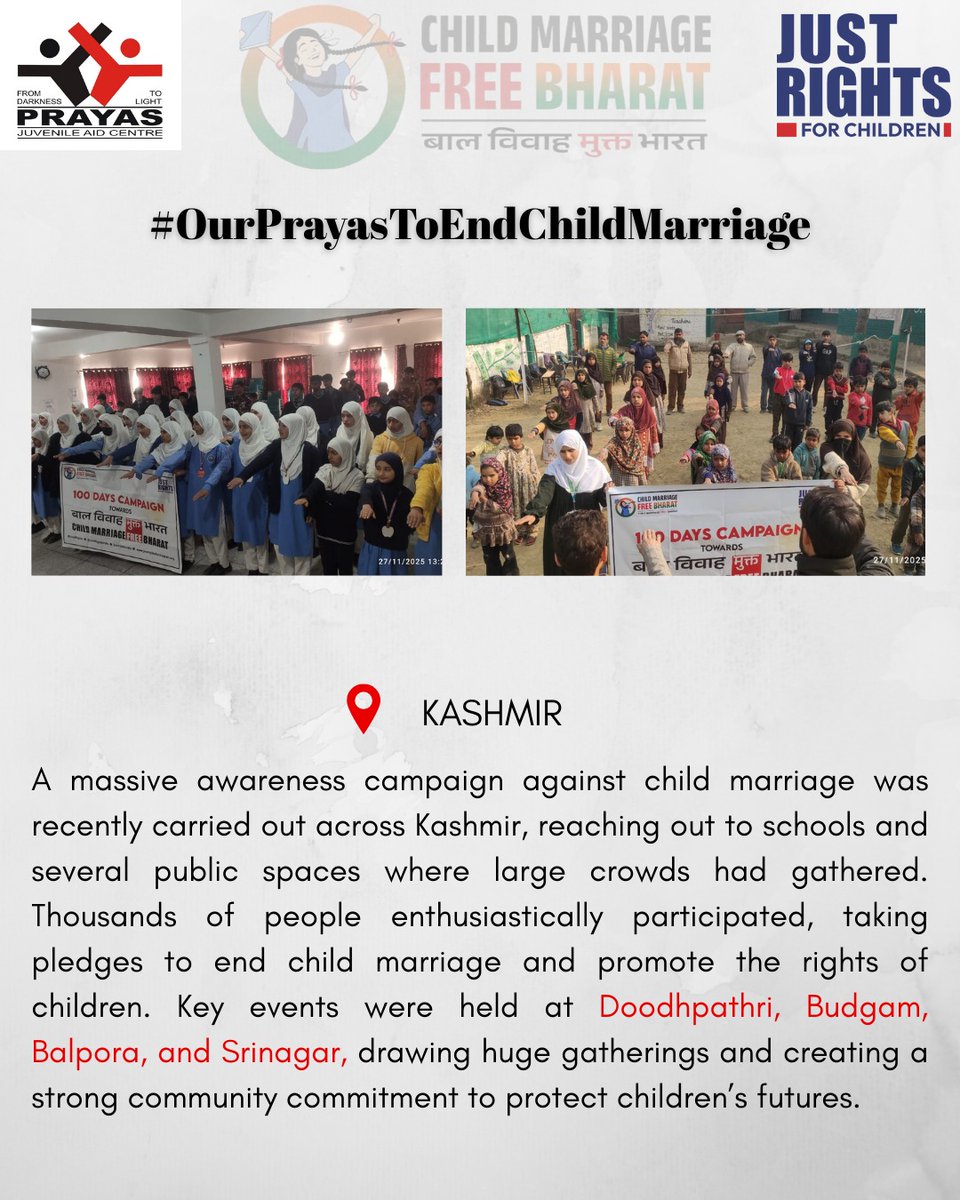 prayas_jac's tweet photo. A child’s right to education, health, and happiness comes first. Say no to child marriage and yes to a brighter future!
#OurPrayasToEndChildMarriage
@JustRightsIndia @Andaman_Admin @AndamanPolice @dmjammuofficial @bidhan_campaign @MinistryWCD @India_NHRC https://t.co/q4DjXYIwnm