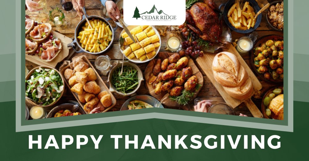 CedarWealth's tweet photo. Happy Thanksgiving from Cedar Ridge Wealth Management. We’re grateful for the trust you place in us and wish you a safe and joyful holiday.

In observance of Thanksgiving, our office and the markets will be closed today, Thursday, November 27. https://t.co/zrY0M1BWDk