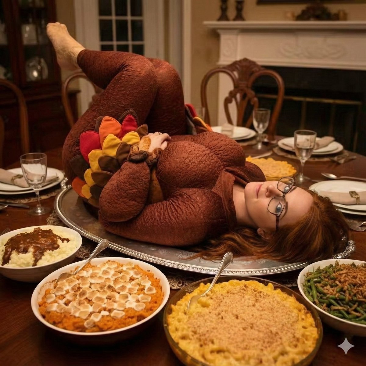 Stephx2007's tweet photo. When he asks what I bring to the table 🤣🤣

Happy Thanksgiving,  X! 
Enjoy your holiday, whatever that looks like for you. Thankful for all of the laughs on here🦃 https://t.co/rtEayDCRkg