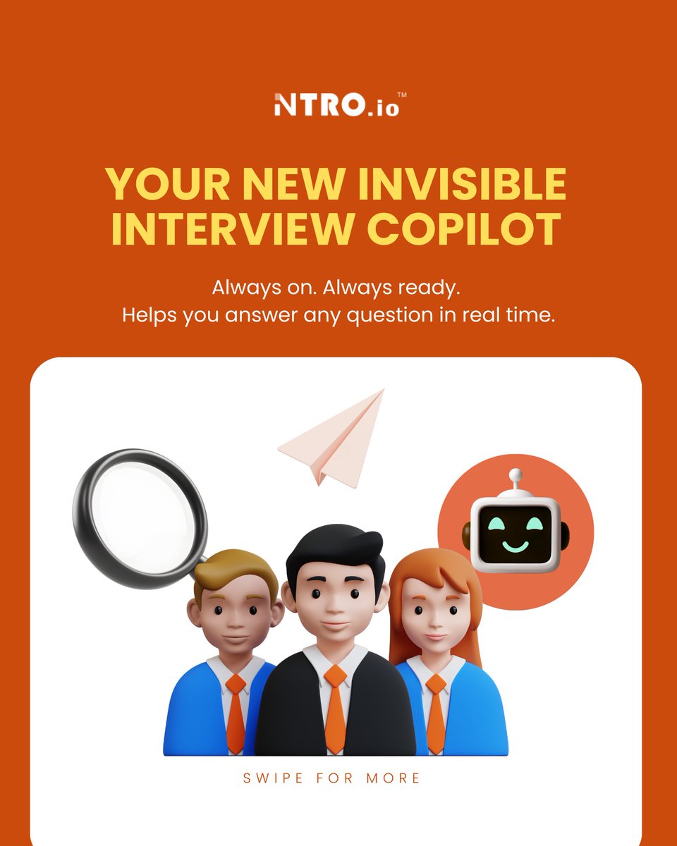 Ntro_io's tweet image. Your new invisible interview copilot is here 🚀✨ 

NTRO.io listens to every question and delivers answers and coding support in real time inside your browser with no downloads. Stay confident, focused, and ready for any interview. 

Try