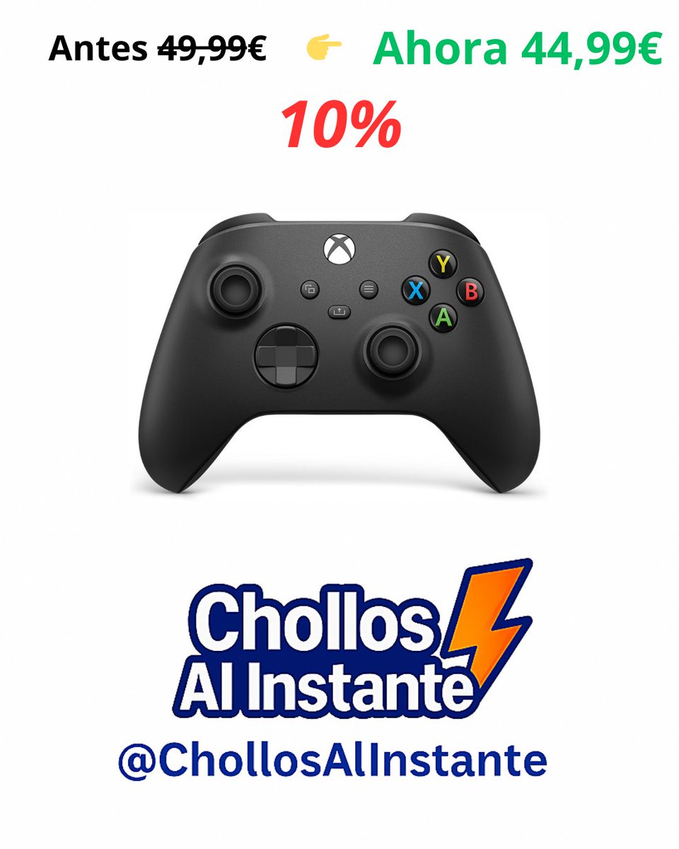 ChollosInstant's tweet photo. 🎮 Xbox Wireless Controller Carbon Black – 10% OFF
49,99€ → 44,99€
👉 https://t.co/GIvfB059mB
#Gaming #Xbox #Controller #Chollos #Amazon #Deals #Ofertas #Gamer #SeriesX #Android https://t.co/vvpjZ5KivQ