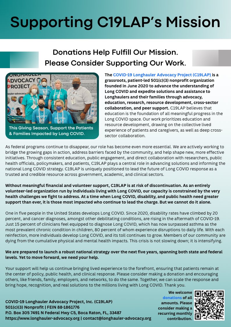 C19LH_Advocacy's tweet image. Your generosity this #GivingTuesday will help us continue bringing lived experience to the forefront, ensuring that patients remain at the center of policy, public health, research design &amp;amp; priorities, &amp;amp; clinical response, in the absence of federal &amp;amp; national #publichealth action…