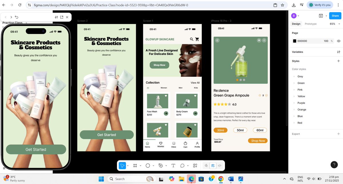 EvieAO10's tweet image. Day 21/30

Today’s vibe? Soft luxury meets clean girl skincare.

Muted greens, smooth UI, and product cards that look good enough to shop from instantly.

Fresh. Calm. Aesthetic.
If your skin deserves softness, your app design should too.

 #UXUI #DesignTwitter #ProductDesign