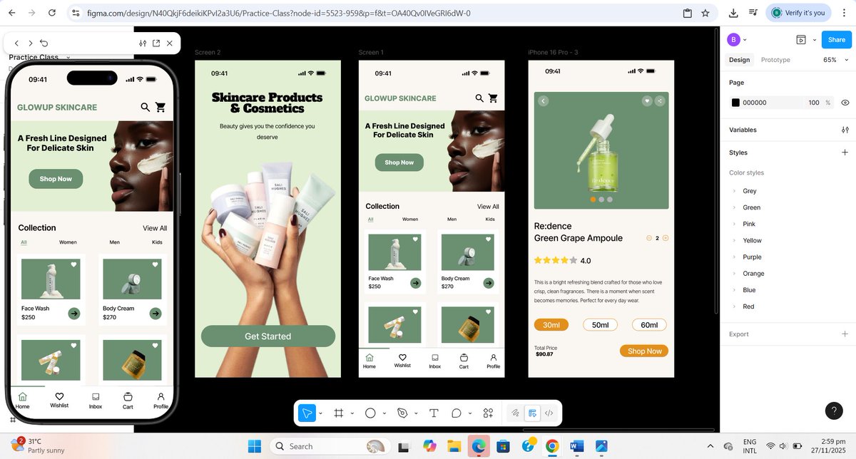 EvieAO10's tweet image. Day 21/30

Today’s vibe? Soft luxury meets clean girl skincare.

Muted greens, smooth UI, and product cards that look good enough to shop from instantly.

Fresh. Calm. Aesthetic.
If your skin deserves softness, your app design should too.

 #UXUI #DesignTwitter #ProductDesign
