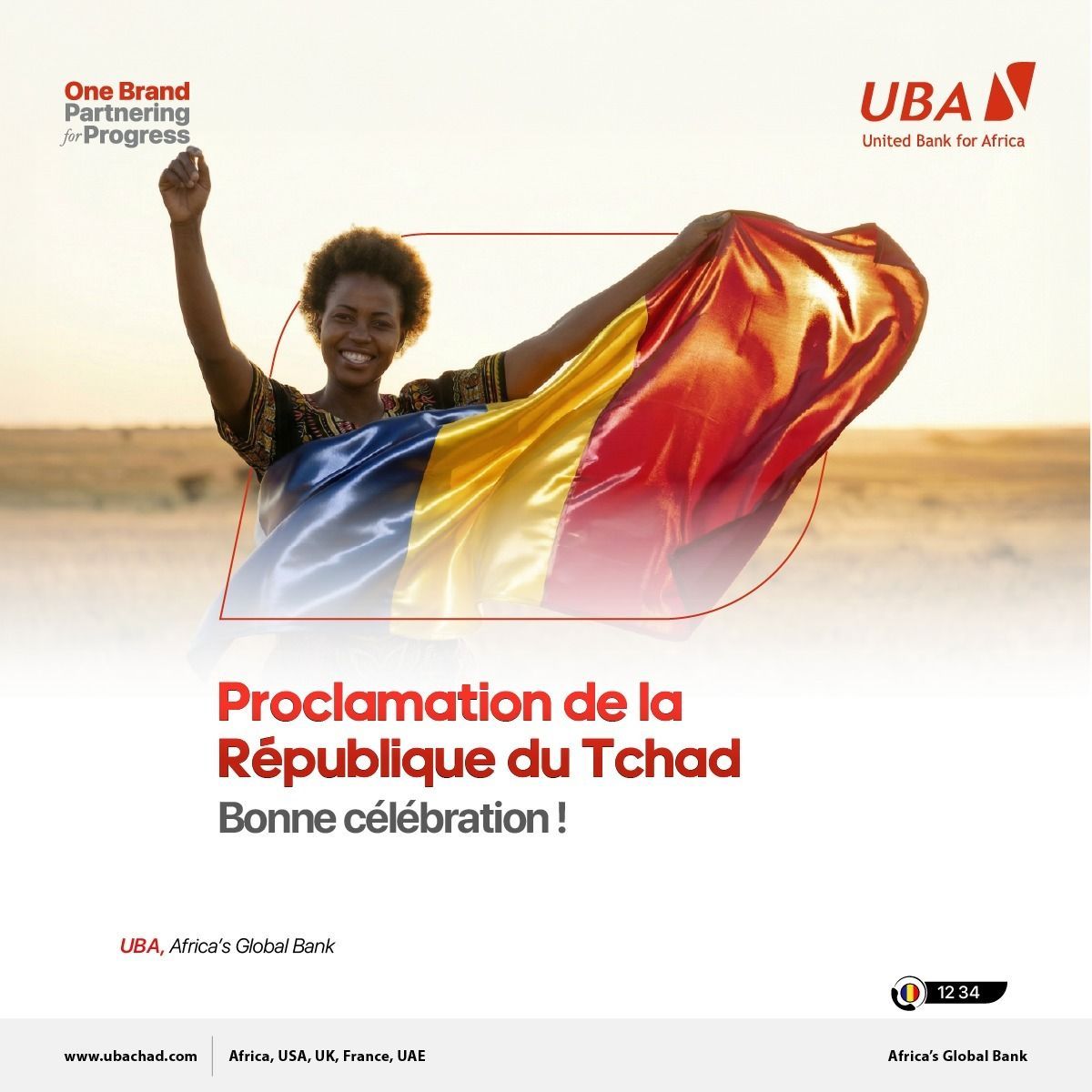 En ce jour de proclamation de la République du Tchad, nous saluons la résilience, la diversité et la force de tout un peuple. 

𝐁𝐞𝐥𝐥𝐞 𝐜𝐞𝐥𝐞𝐛𝐫𝐚𝐭𝐢𝐨𝐧 𝐚 𝐜𝐡𝐚𝐜𝐮𝐧𝐞 𝐞𝐭 𝐜𝐡𝐚𝐜𝐮𝐧, 𝐟𝐢𝐞𝐫𝐬 𝐛𝐚𝐭𝐢𝐬𝐬𝐞𝐮𝐫𝐬 𝐝𝐞 𝐧𝐨𝐭𝐫𝐞 𝐧𝐚𝐭𝐢𝐨𝐧.