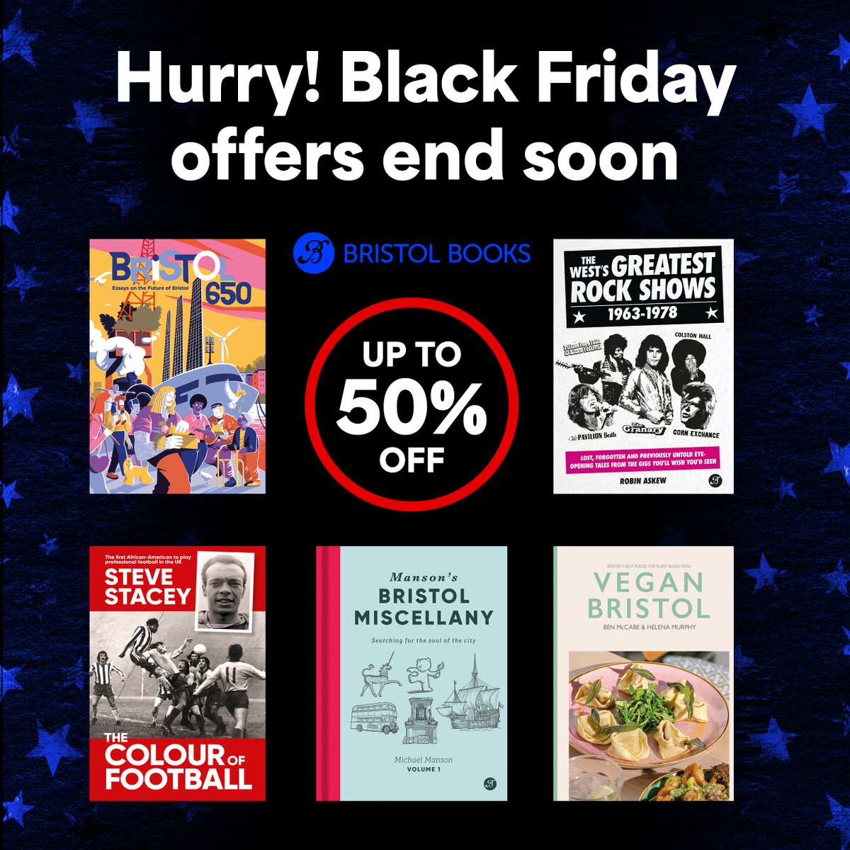Hurry! Our Black Friday offers end soon!
Up to 50% off selected local books

Visit: bristolbooks.org/shop/black-fri…
Offers end Sunday 30th November, 2025.