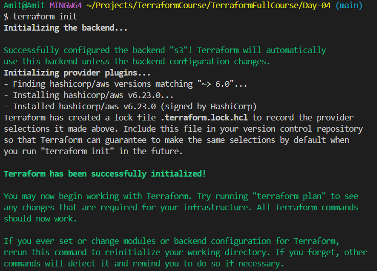 AmitKum43380951's tweet image. Day 04 of my #30DaysOfTerraform 🚀

Configured Terraform remote state with AWS S3 &amp;amp; fixed the bucket error.

Thanks  @techie_piyush @thecloudopscomm 🙌
📝 Notes: notion.so/Terraform-Stat…
💻 GitHub: github.com/Amitkushwaha7/…
📝 Blog: dev.to/amit_kumar_7db…