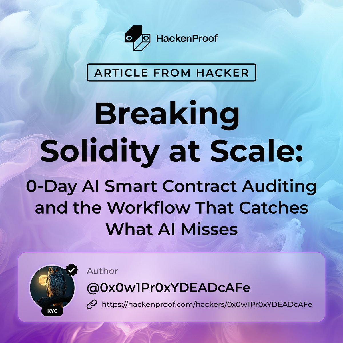 AI is entering smart contract auditing, but it works best with human expertise ⚡

Exclusively on HackenProof,  <a href="/ziko29504803/">Mr Owl</a>  an ethical hacker from our community, shares his fresh, battle-tested AI workflow.