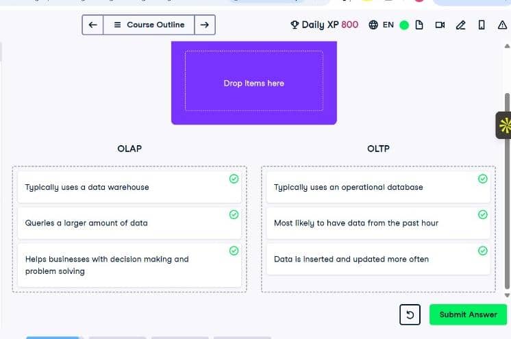 kafilat_yekeen's tweet image. Day 93 of #100DaysofSQL 
P4ocessing, Storing, and Organizing Data

Covered  OLTP vs OLAP, ordering ETL tasks for proper data flow, and databases design, decide fact vs dimension tables and classified data models
#DataAnalytics 
#100DaysofCode