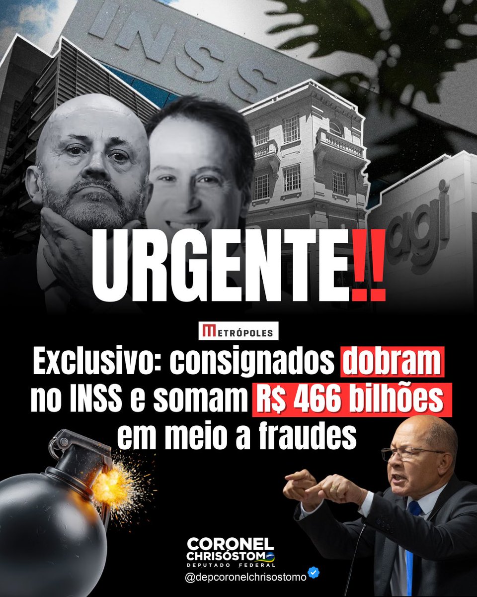 DepChrisostomo's tweet image. 🚨BOMBA! Como não bastasse, o buraco do roubo do INSS é mais embaixo. Os consignados dobram e ultrapassam R$ 466 BILHÕES. É dinheiro roubado que não acaba mais. Faturamento de 87 bancos com empréstimos consignados de aposentados dobrou em 5 anos.